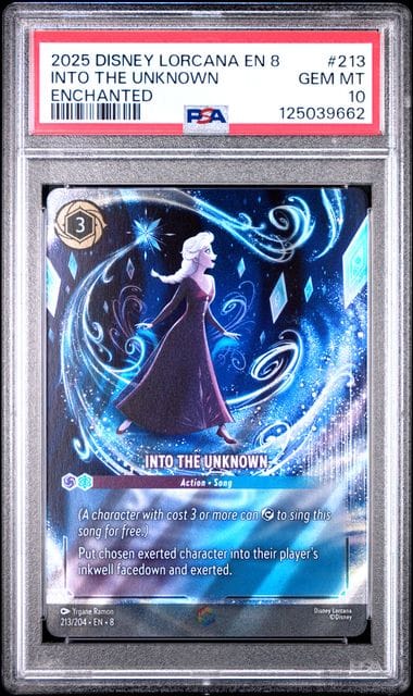 [PSA10] 2025 DISNEY LORCANA EN 8-REIGN OF JAFAR #213 INTO THE UNKNOWN ENCHANTED