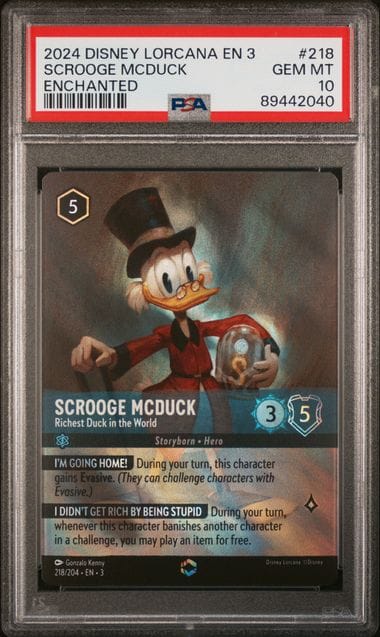 [PSA 10] 2024 DISNEY LORCANA EN 3-INTO THE INKLANDS #218 SCROOGE MCDUCK ENCHANTED
