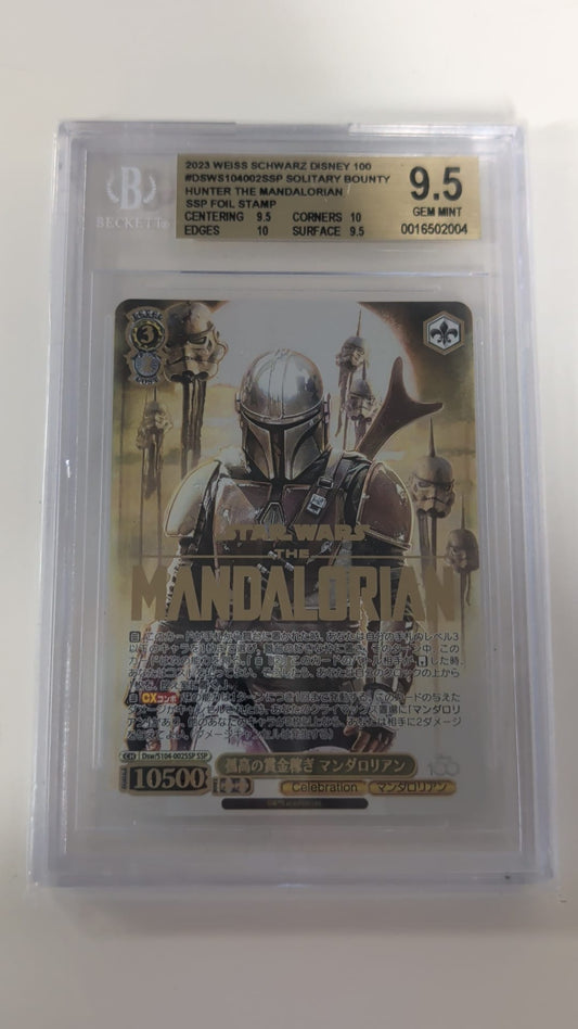 [BGS 9.5] 2023 weiss schwarz disney 100 #dsws104002ssp solitary bounty hunter the mandalorian ssp foil stamp bgs 9.5
